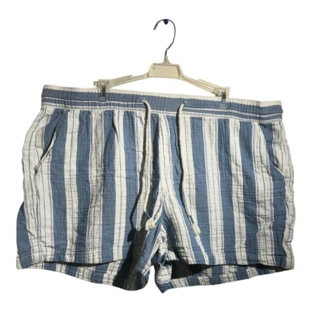Old Navy Womens Shorts Blue Striped Hi Dimension 100% Cotton Size XXL